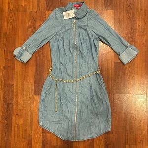 Guess zip up dress with chain belt size XS